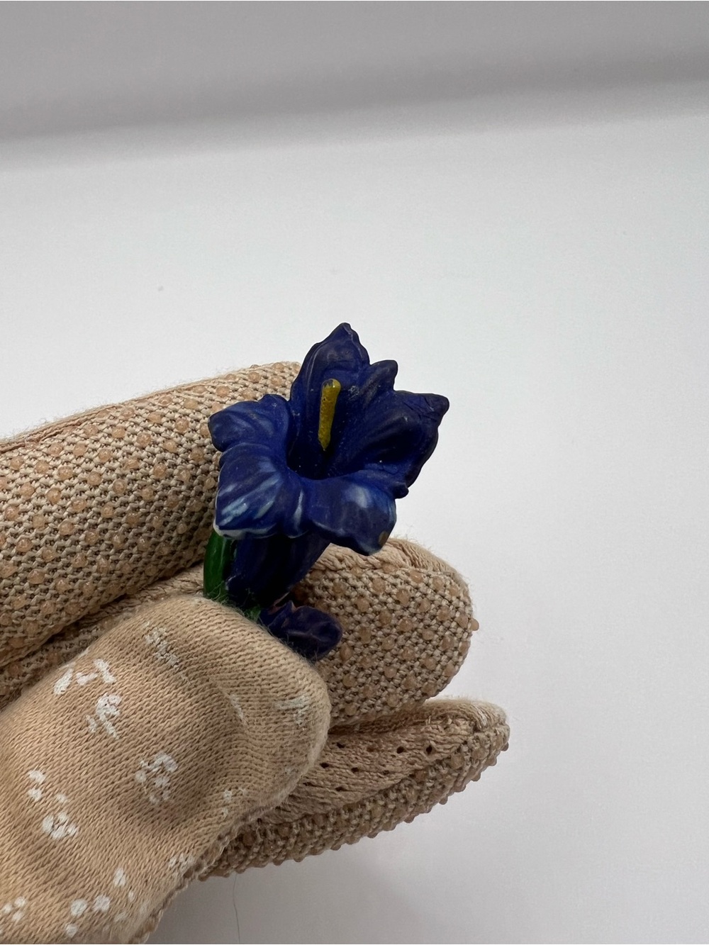 Vintage Mid-Century Hand-Painted Alpine Gentian Flower Pin